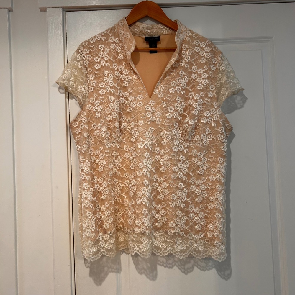 Lane Bryant Lace Overlay Ethereal Fairy Top Short Sleeve Women 18 20 Dainty Boho